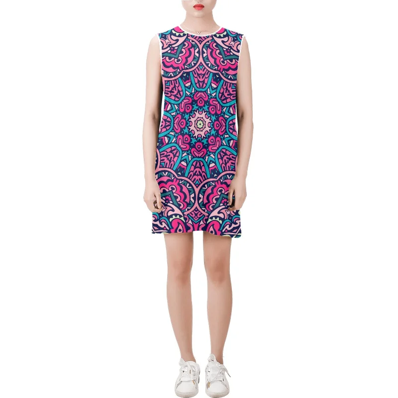 Limited Availability Sleeveless Round Neck Shift Dress (Model D51)