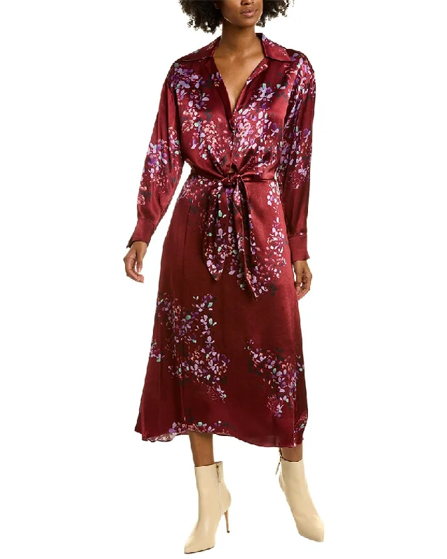 Can't Miss Vince Draped Front Silk-Trim Midi Dress