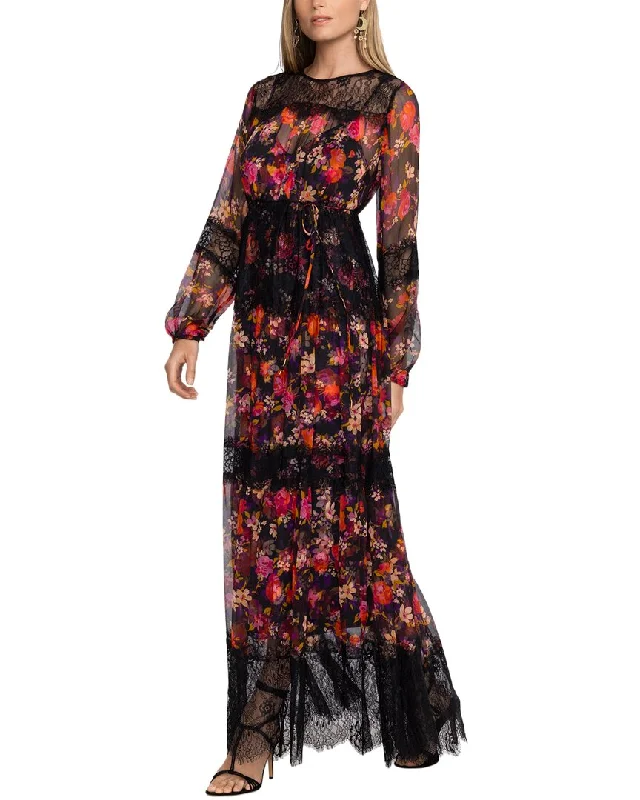 Super Deal Johnny Was Ellie Lace Tiered Silk Maxi Dress