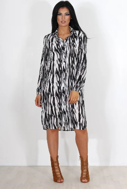 Seasonal Clearance Alva Black & White Shirt Dress