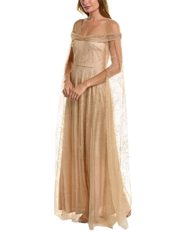 Price Slash Marchesa Notte Glitter Cape Gown