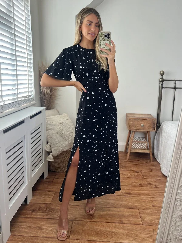 Savings Galore Bailey Angel Sleeve Midi Dress / Star Print