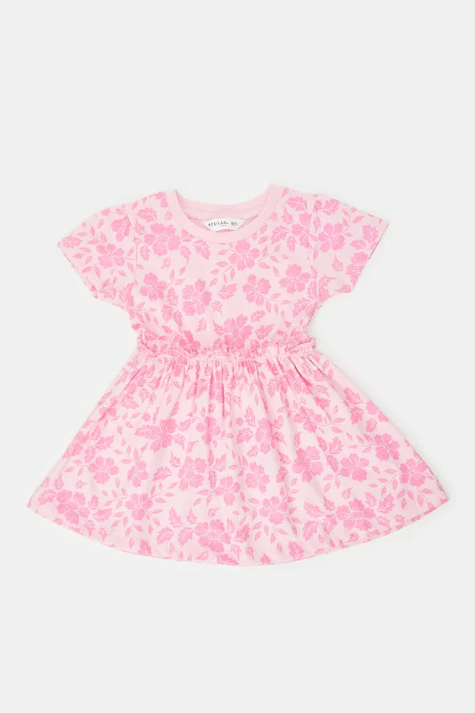 Super Savings Infant Girls Pink Floral Print Dress