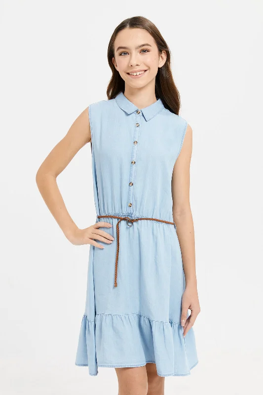 Savings Galore Senior Girls Blue Denim Dress