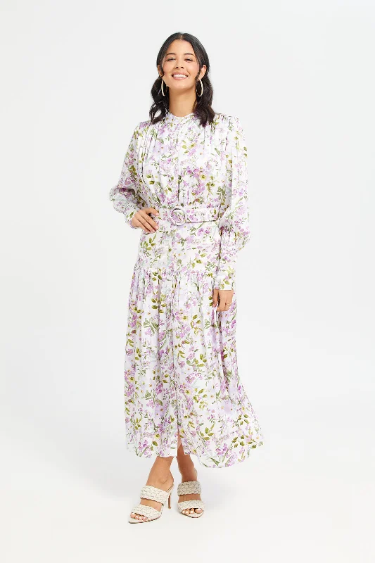 Incredible Offers Women Ivory Printed Maxi Dress