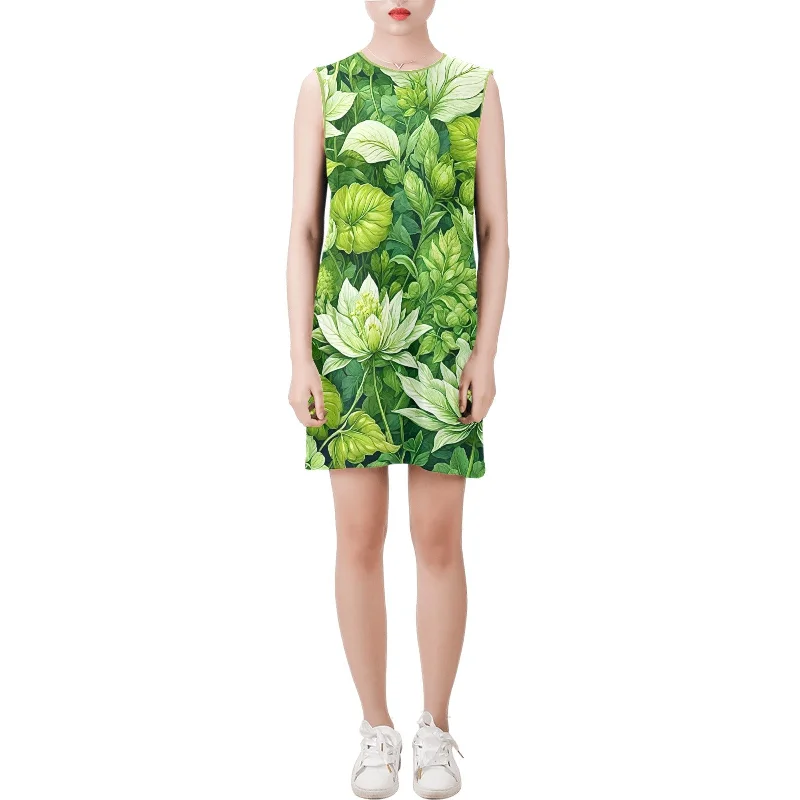 Big Discounts Sleeveless Round Neck Shift Dress (Model D51)