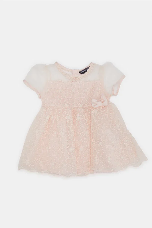 Clearance Event Infant Girls Pink Embellished Lace Dress