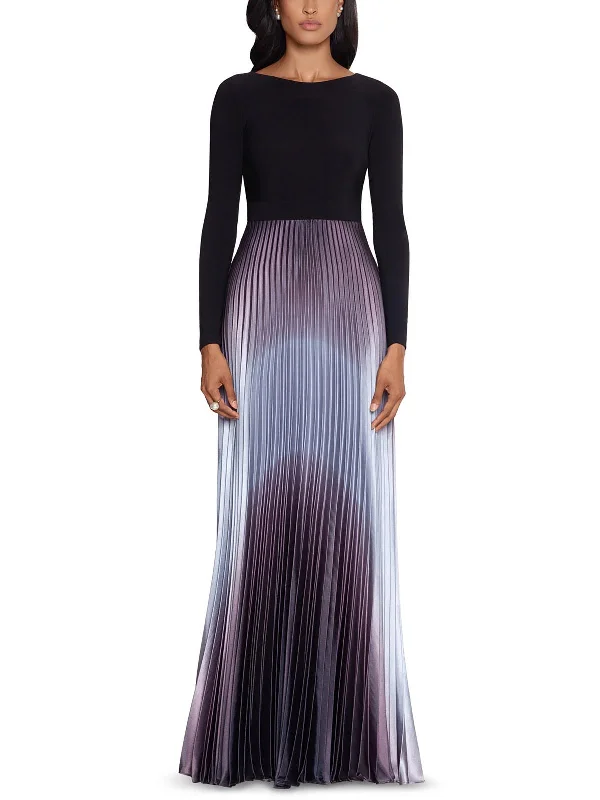 Seasonal Sale Petites Womens Ombre Pleated Evening Dress