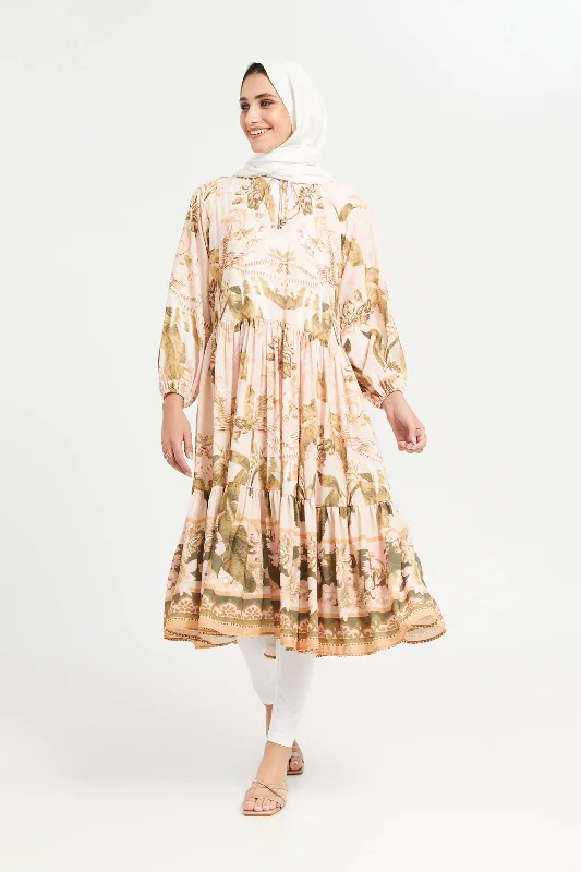 Price Cut Women Assorted Printed Tiered Midi Dress
