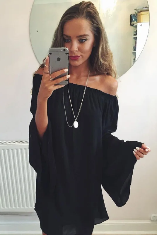 Early Access Gabriel Black Off The Shoulder Dress