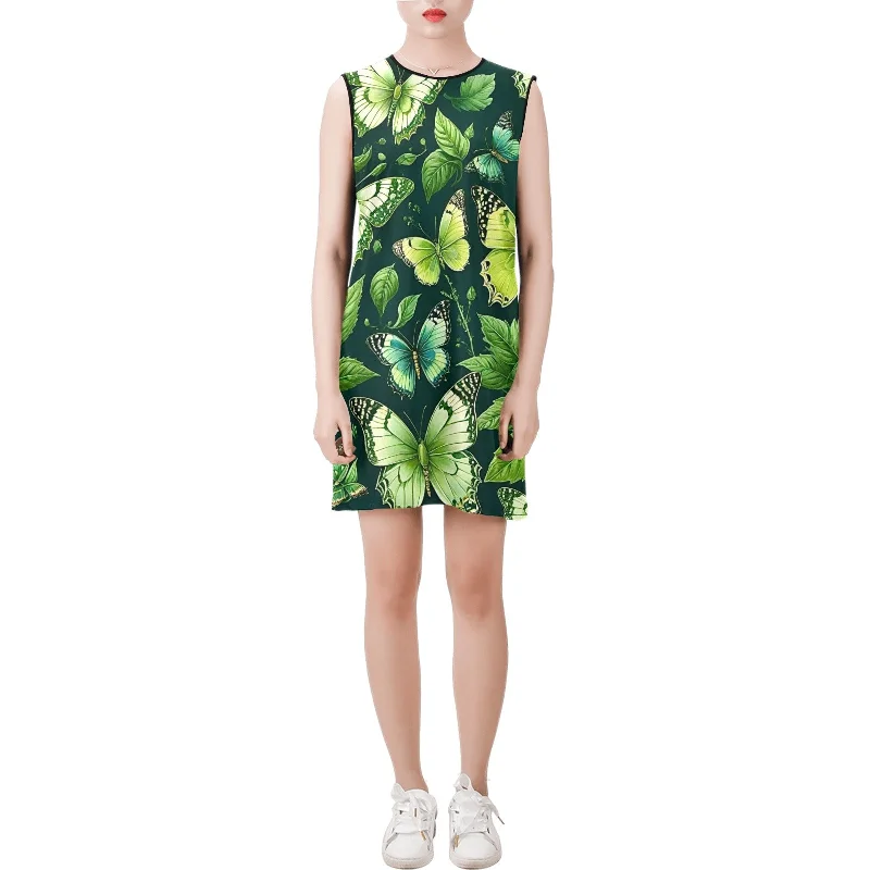 Buy Now Sleeveless Round Neck Shift Dress (Model D51)