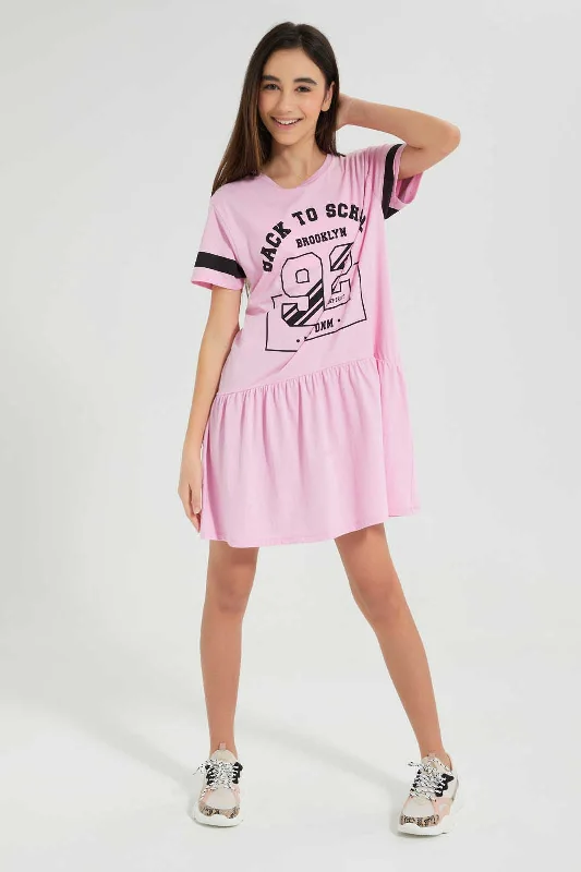 Special Promotion Pink Printed Sporty Dress