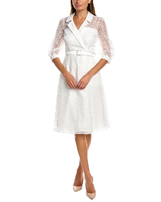 Daily Deals Kay Unger Floral Embroidered Organza Dress