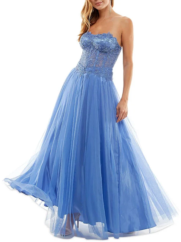 Price Smash Womens Mesh Beaded Evening Dress