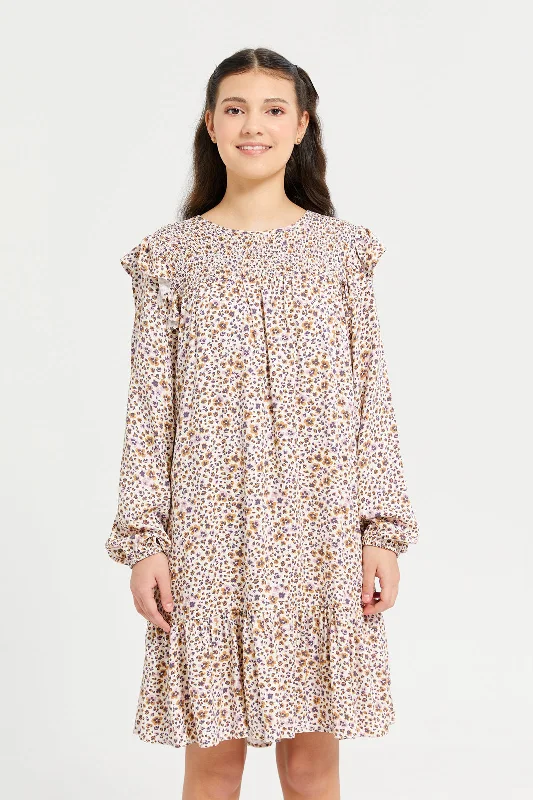 Savings Spectacular Animal Print L/S Smocking Dresses