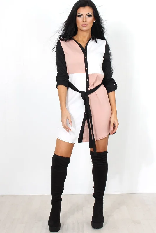 Buy Now Harper Pink Panel Shirt Dress