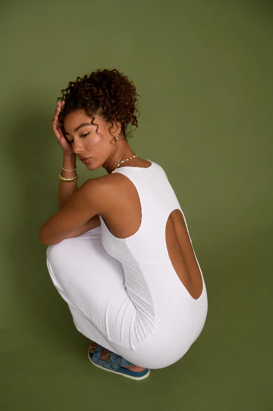 Super Bargain Bre Dress Ribbed - White