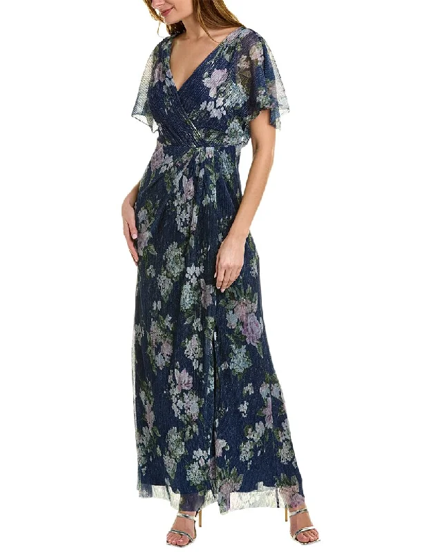 Now or Never Adrianna Papell Metallic Mesh Gown