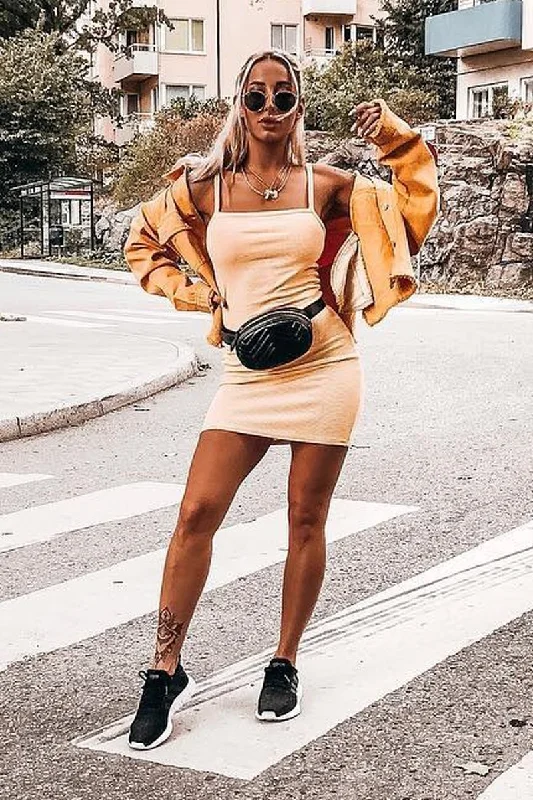 Early Access Yellow White Stripe Cami Bodycon Mini Dress - Edeline