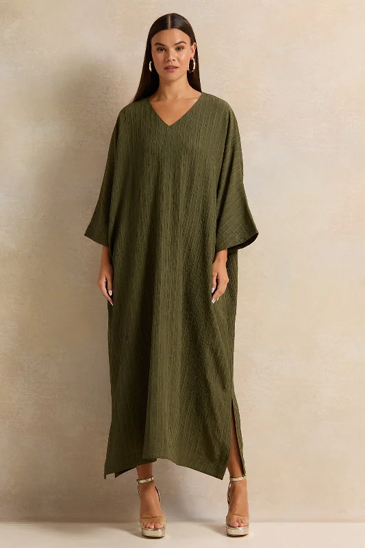 Shop and Save Women Green Textured Kimono Dress