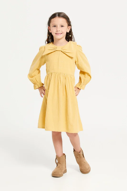 Daily Deals Girls Yellow Embellished Dress