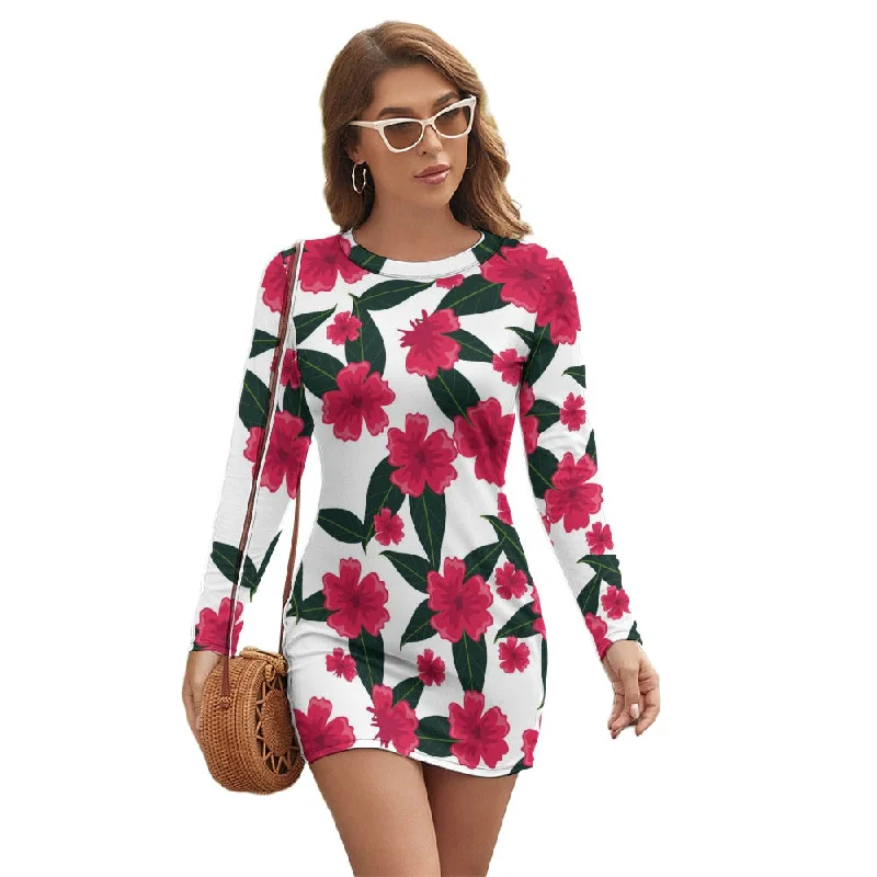 Savings Event Women's Long Sleeve Round Neck Slim Dress