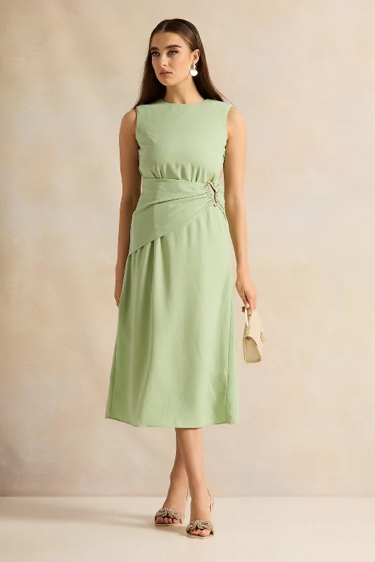 Epic Deals Women Mint Sleeveless Embellished Dress
