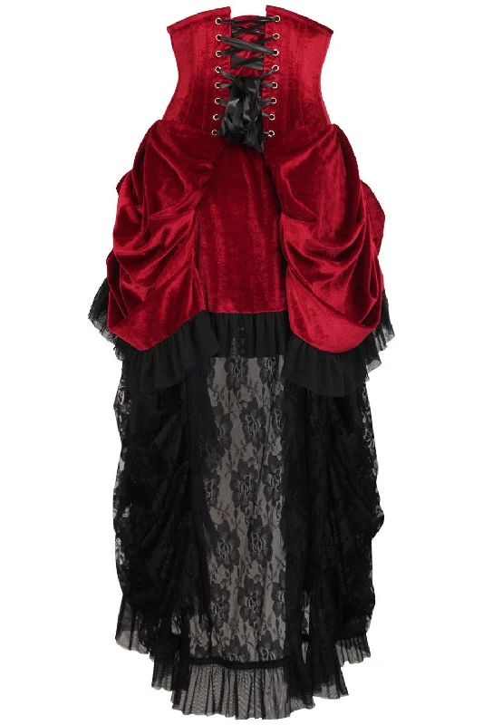 Fantastic Offers Queen Size  Drawer Victorian Velvet Waist Corset Dress