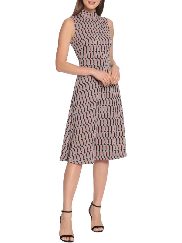Weekend Flash Sale Womens Knit Mid Calf Fit & Flare Dress