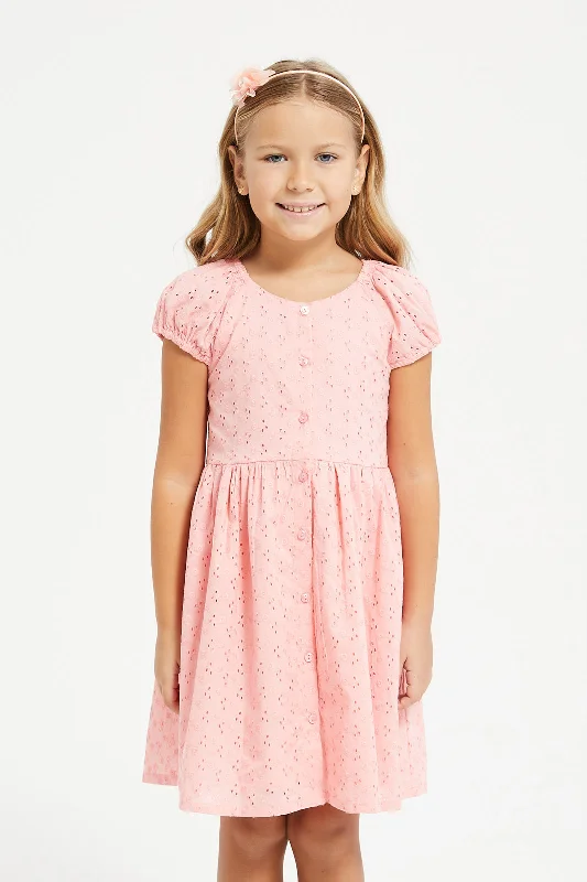 Last Chance Girls Pink Pink Schiffli Dress