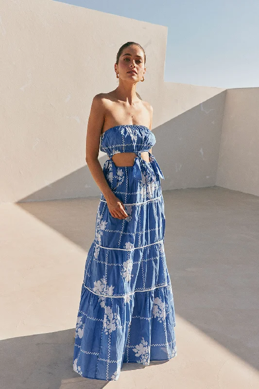 Year-End Clearance Lili Maxi Dress - Check Flowers