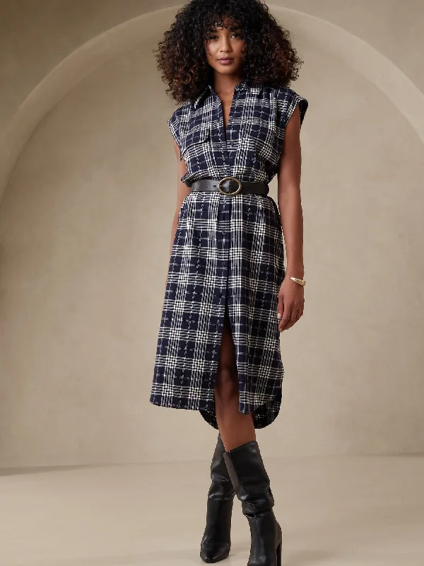 Inventory Reduction Flannel Midi Shirtdress