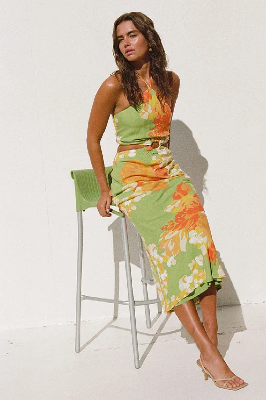 Final Clearance Gala Cutout Dress - Floral Sunset