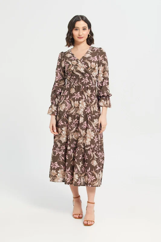 Huge Discounts Wrap Crepe Printed Dress