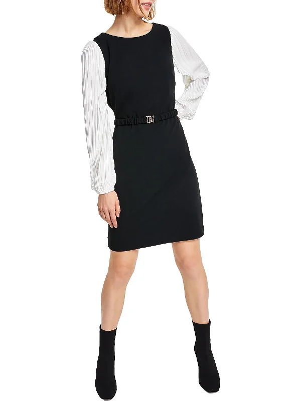Price Rollback Womens Belted Midi Wear to Work Dress