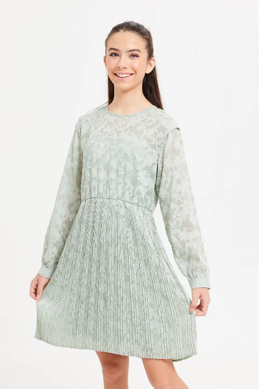 Limited Stock Senior Girls Mint Textured Dress