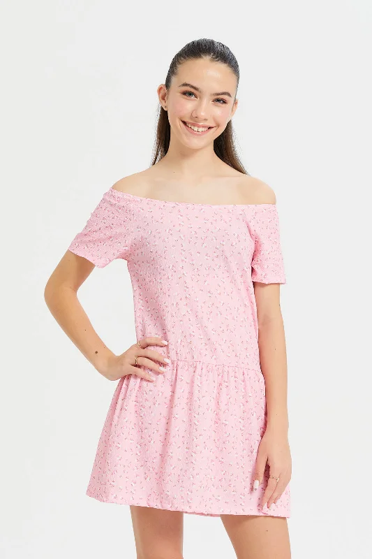 Big Discounts Senior Girls Pink Printed Dress