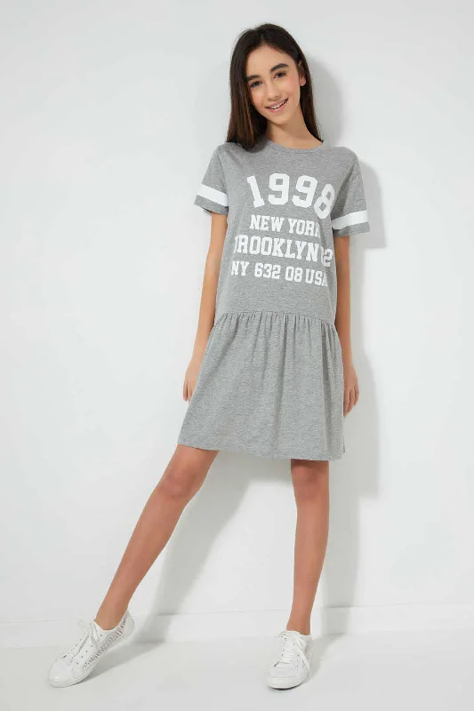 Season Finale Sale Grey Printed Sporty Dress