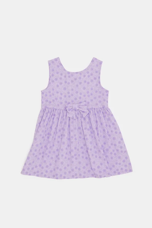 Don’t Miss Out Infant Girls Mauve Floral All Over Print Dress