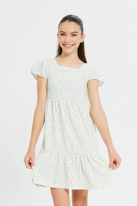 Bargain Prices Senior Girls White Printed Dress