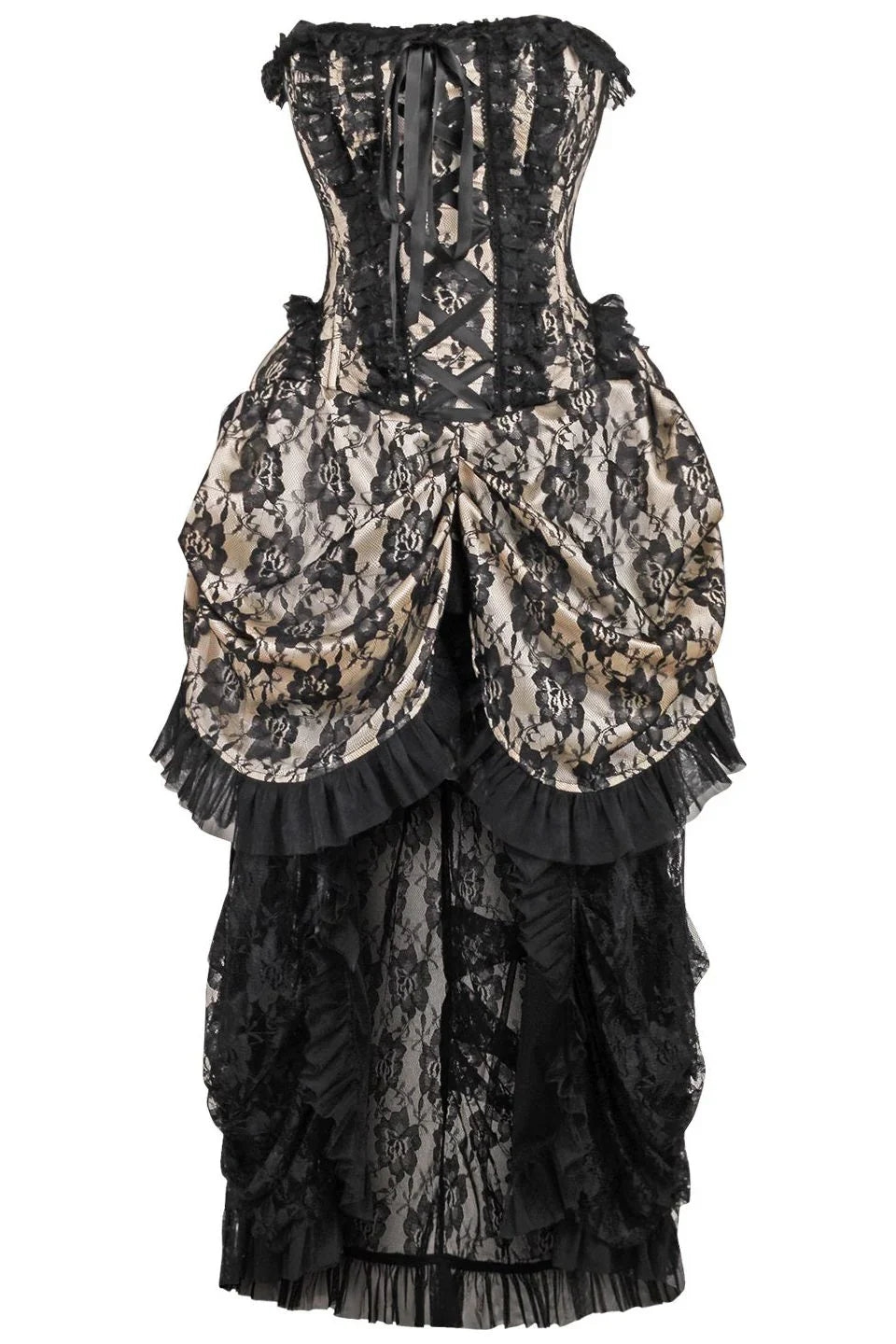 Overstock Sale Queen Top Drawer Lace Bustle Steel Boned Corset Dress