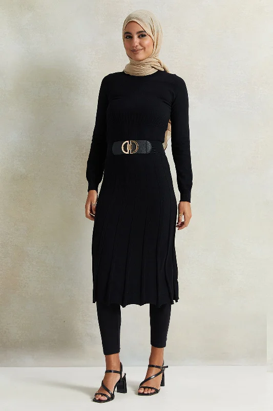 Instant Savings Women Black High Neck Knit Dress