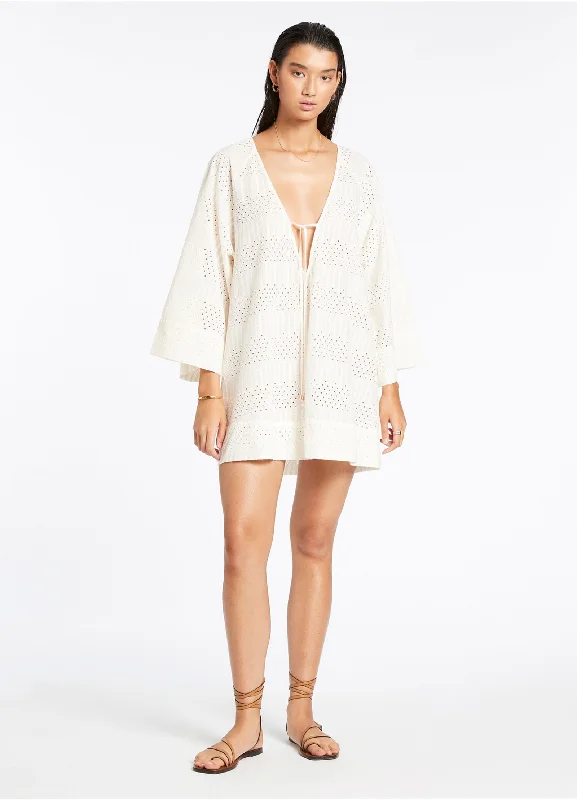 Midnight Madness Broderie Kaftan - Cream