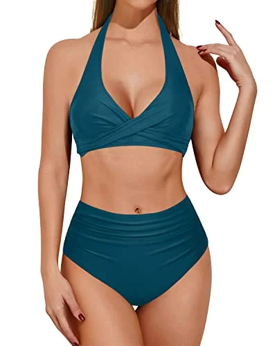 Act Fast Tummy Control Bathing Suits for Women High Waisted Two Piece Bikini Sets
