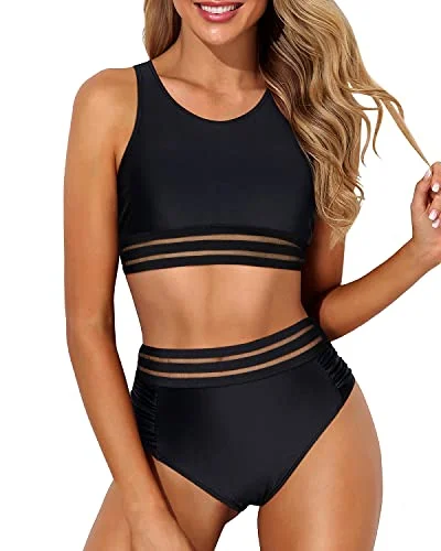 Clearance Items Women's High Waisted Two Piece Bikini Set Sporty Racerback Bathing for Teen Girls