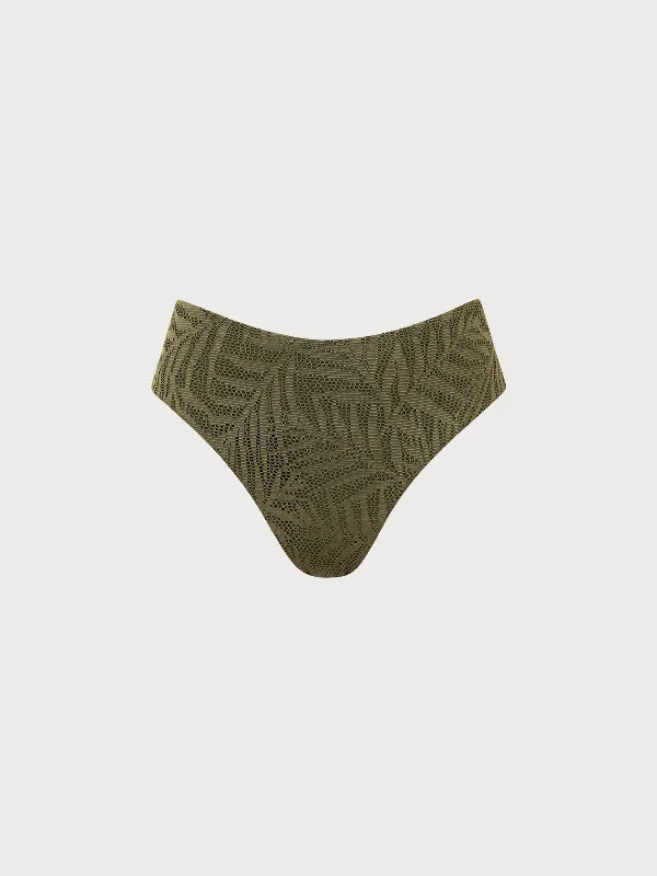 Customer Appreciation Sale Army Green Crochet Full Coverage Bikini Bottom