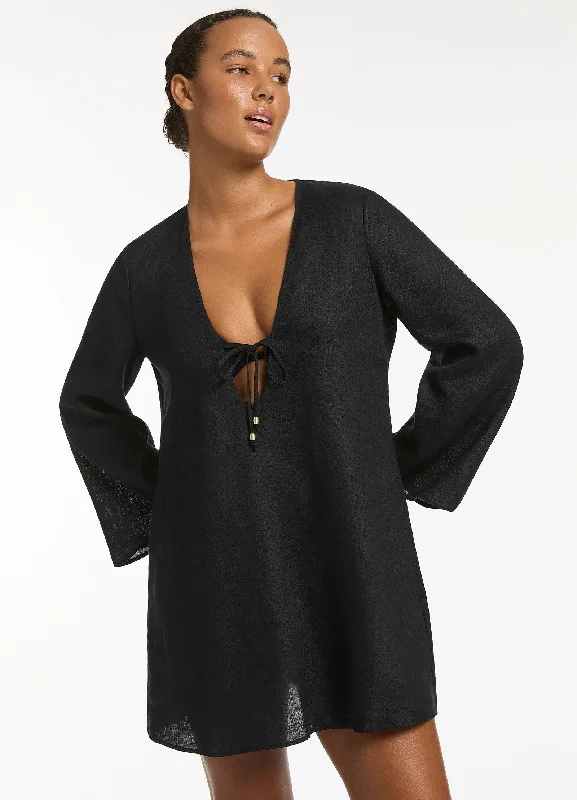 Discount Days Jetset Tie Front Kaftan - Black
