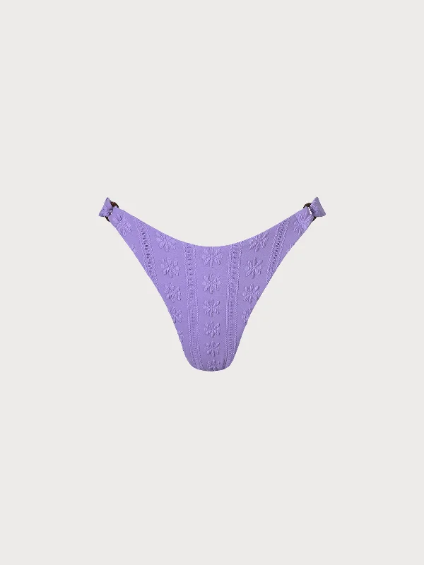 Low Prices Purple Jacquard High Cut Bikini Bottom