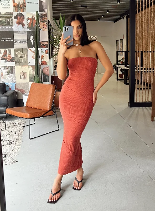 Midnight Madness Oscar Midi Dress Rust
