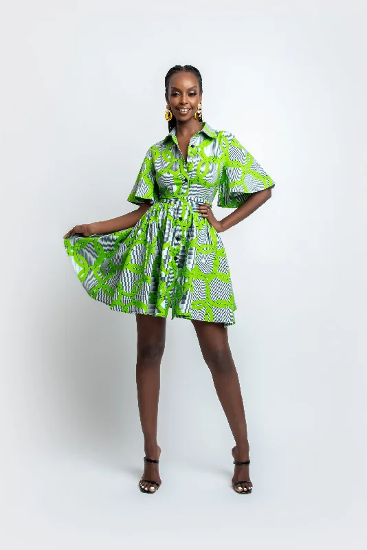 Limited Time Discount KOJO African Print Shirt Mini Dress
